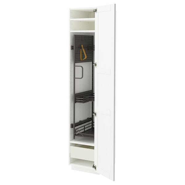 METOD / MAXIMERA high cabinet with cleaning interior, white Enköping/white wood effect, 40x60x200 cm