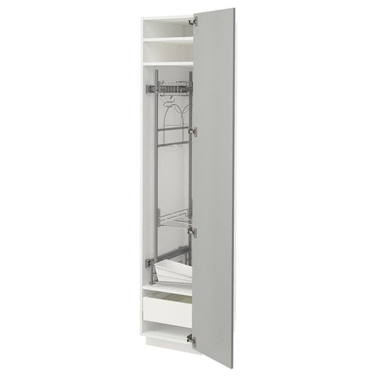 Ikea METOD / MAXIMERA - High cabinet with cleaning interior, white/Havstorp light grey, 40x60x200 cm