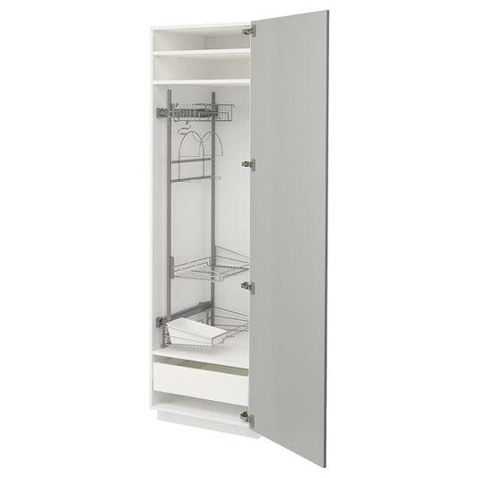 Ikea METOD / MAXIMERA - High cabinet with cleaning interior, white/Havstorp light grey, 60x60x200 cm