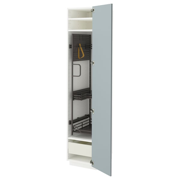 METOD / MAXIMERA - METOD / MAXIMERA High cabinet with cleaning interior, white/Kallarp light grey-blue, 40x60x200 cm