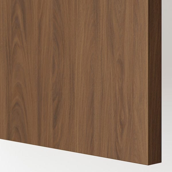 Ikea METOD / MAXIMERA - Tall cabinet with cleaning accessories, white/brown walnut effect,40x60x200 cm