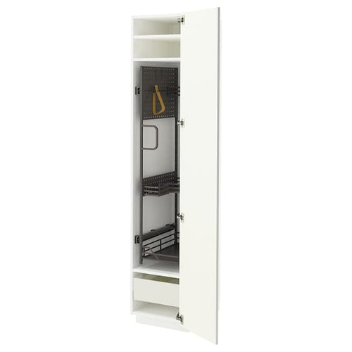 METOD / MAXIMERA - METOD / MAXIMERA High cabinet with cleaning interior, white/Vallstena white, 40x60x200 cm