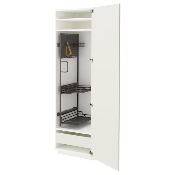 Ikea METOD / MAXIMERA - Tall cabinet with cleaning accessories, white/Veddinge white,60x60x200 cm