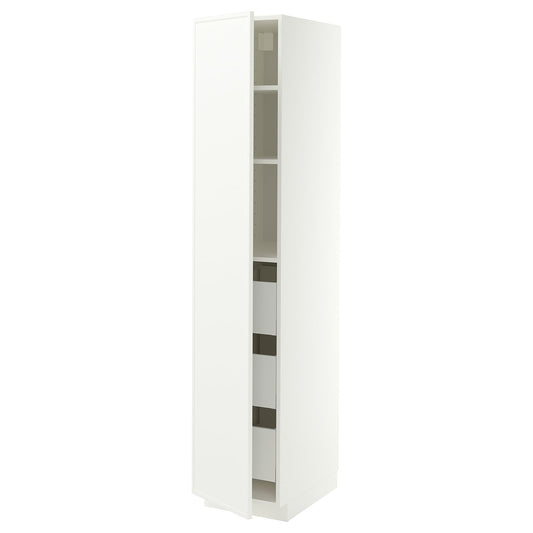 METOD / MAXIMERA high cabinet with drawers, white/Aspudden matt white, 40x60x200 cm