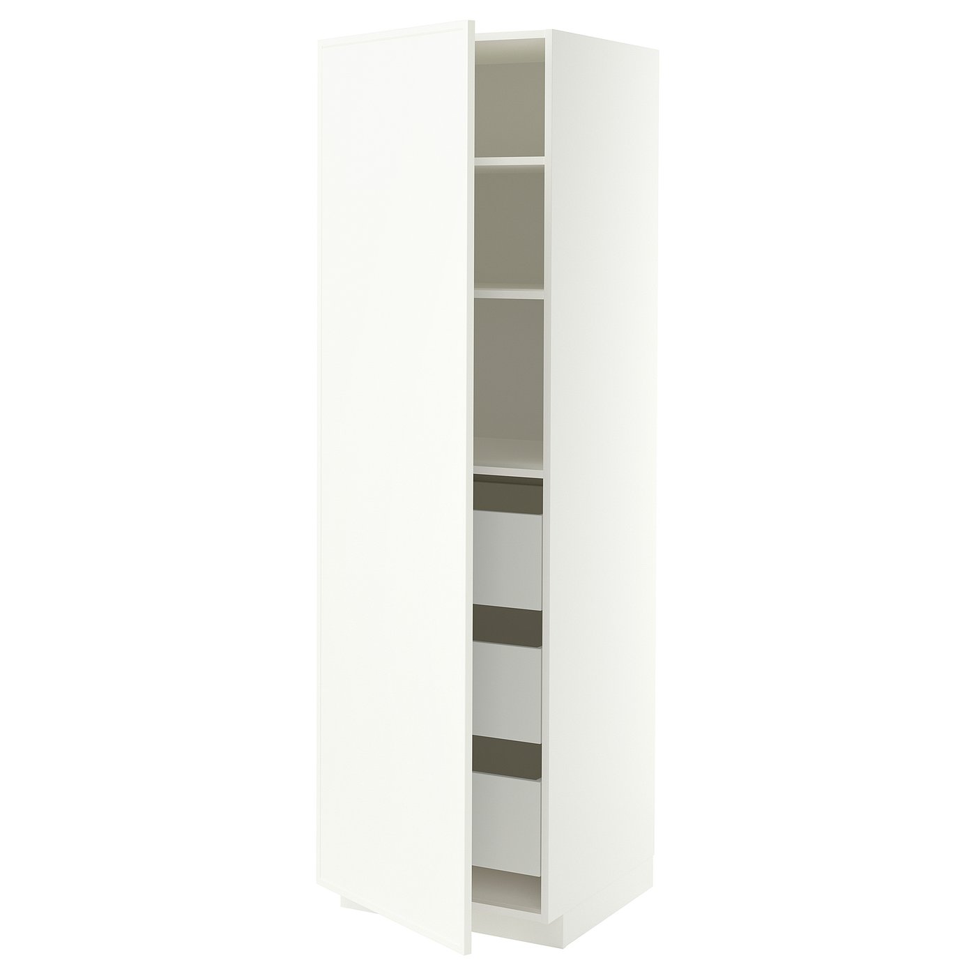 METOD / MAXIMERA high cabinet with drawers, white/Aspudden matt white, 60x60x200 cm