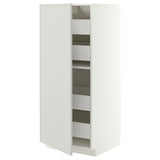 METOD / MAXIMERA high cabinet with drawers, white/Aspudden light grey, 60x60x140 cm