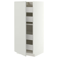 METOD / MAXIMERA high cabinet with drawers, white/Aspudden light grey, 60x60x140 cm