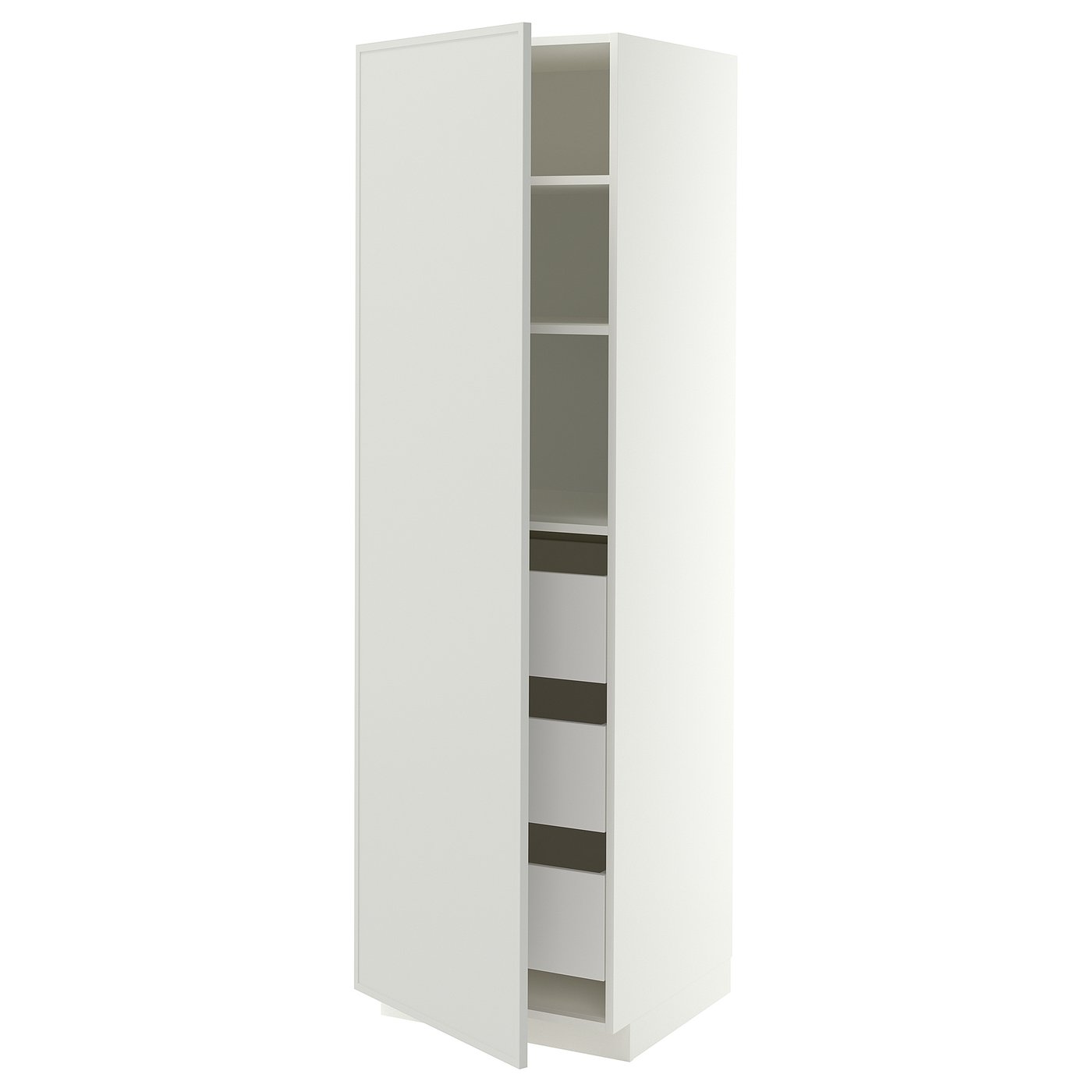 METOD / MAXIMERA high cabinet with drawers, white/Aspudden light grey, 60x60x200 cm
