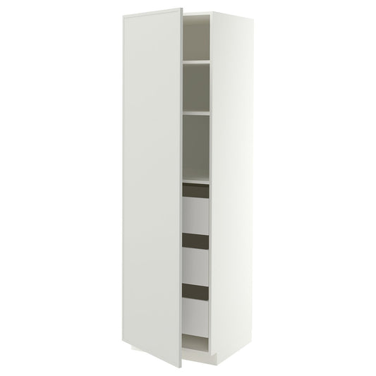 METOD / MAXIMERA high cabinet with drawers, white/Aspudden light grey, 60x60x200 cm
