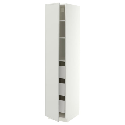 METOD / MAXIMERA high cabinet with drawers, white/Aspudden light grey, 40x60x200 cm