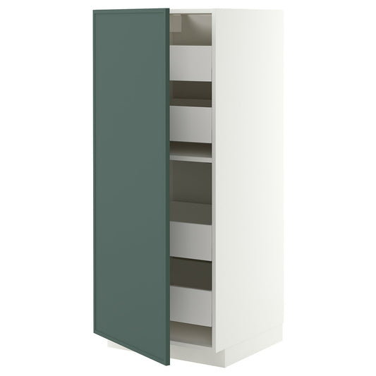 METOD / MAXIMERA high cabinet with drawers, white/Aspudden dark grey-green, 60x60x140 cm