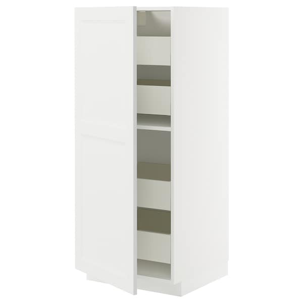 METOD / MAXIMERA - High cabinet with drawers, white/Axstad matt white, 60x60x140 cm