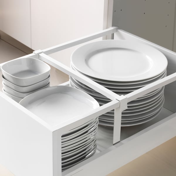 METOD / MAXIMERA high cabinet with drawers, white/Bodbyn off-white, 40x60x200 cm