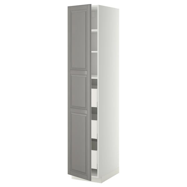 METOD / MAXIMERA - METOD / MAXIMERA High cabinet with drawers, white/Bodbyn grey, 40x60x200 cm