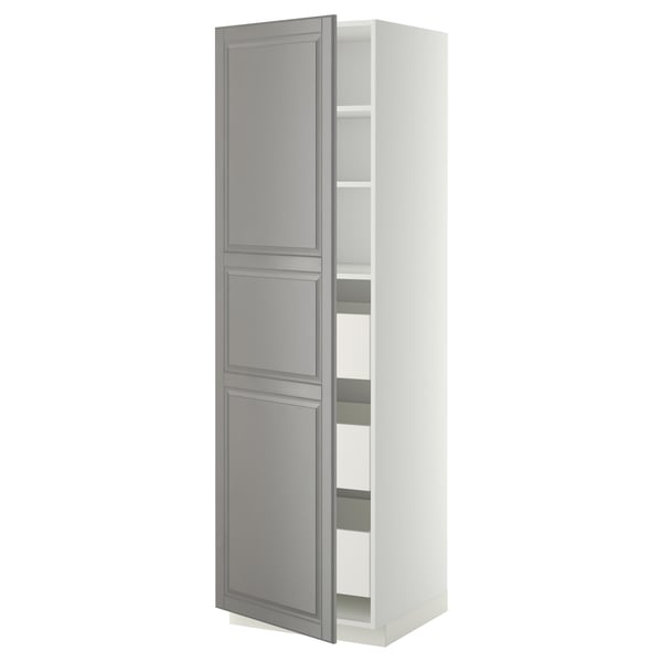 METOD / MAXIMERA - METOD / MAXIMERA High cabinet with drawers, white/Bodbyn grey, 60x60x200 cm