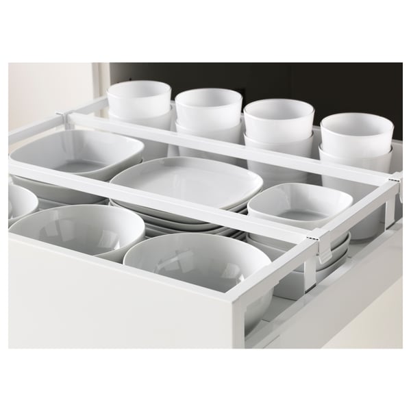 METOD / MAXIMERA high cabinet with drawers, white/Bodbyn grey, 60x60x140 cm
