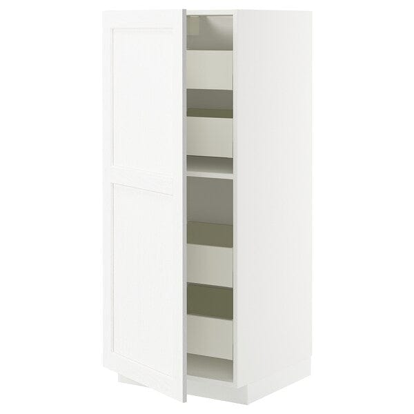 METOD / MAXIMERA - High cabinet with drawers, white Enköping/white wood effect , 60x60x140 cm