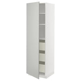 METOD / MAXIMERA high cabinet with drawers, white/Havstorp light grey, 60x60x200 cm