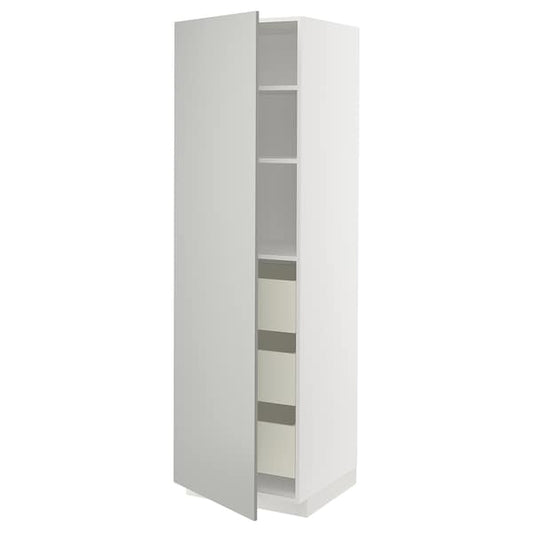 Ikea METOD / MAXIMERA - High cabinet with drawers, white/Havstorp light grey, 60x60x200 cm