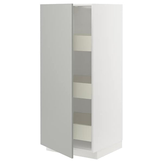 Ikea METOD / MAXIMERA - High cabinet with drawers, white/Havstorp light grey, 60x60x140 cm