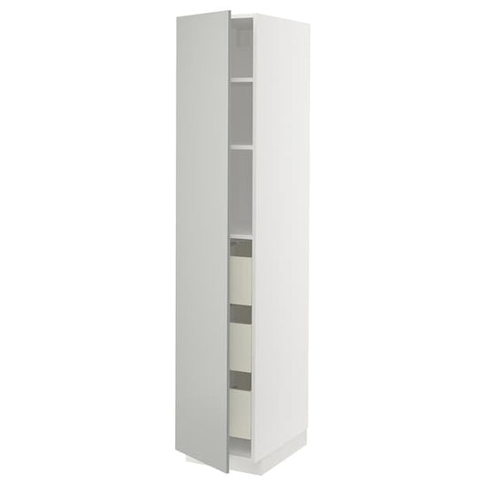 Ikea METOD / MAXIMERA - High cabinet with drawers, white/Havstorp light grey, 40x60x200 cm