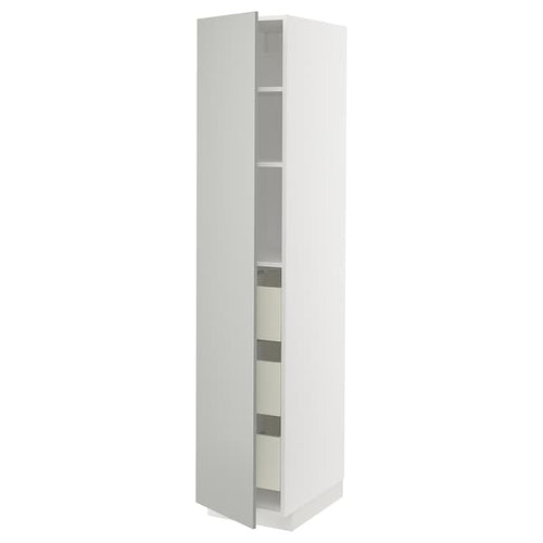 METOD / MAXIMERA - METOD / MAXIMERA High cabinet with drawers, white/Havstorp light grey, 40x60x200 cm