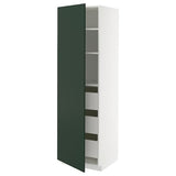 METOD / MAXIMERA high cabinet with drawers, white/Havstorp deep green, 60x60x200 cm