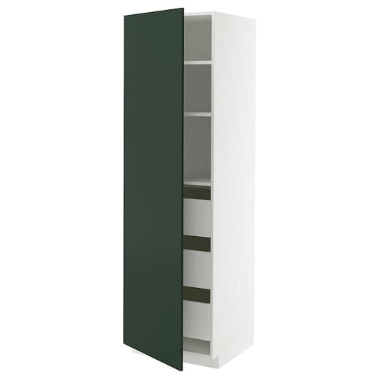 Ikea METOD / MAXIMERA - High cabinet with drawers, white/Havstorp deep green, 60x60x200 cm