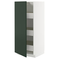 METOD / MAXIMERA - High cabinet with drawers, white/Havstorp deep green, 60x60x140 cm