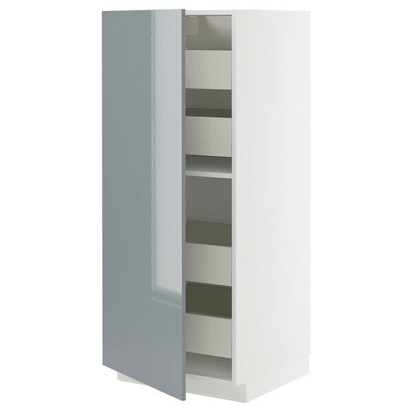 Ikea METOD / MAXIMERA - High cabinet with drawers, white/Kallarp light grey-blue , 60x60x140 cm