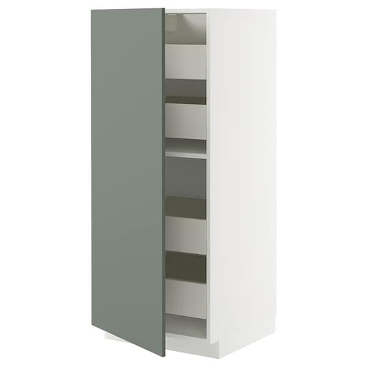 Ikea METOD / MAXIMERA - High cabinet with drawers, white/Nickebo matt grey-green, 60x60x140 cm