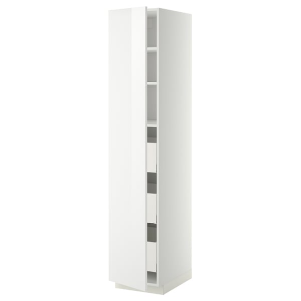 METOD / MAXIMERA high cabinet with drawers, white/Ringhult white, 40x60x200 cm