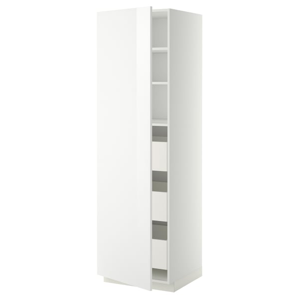 METOD / MAXIMERA high cabinet with drawers, white/Ringhult white, 60x60x200 cm