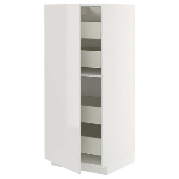 METOD / MAXIMERA high cabinet with drawers, white/Ringhult light grey, 60x60x140 cm