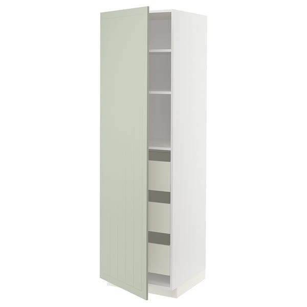 METOD / MAXIMERA high cabinet with drawers, white/Stensund light green, 60x60x200 cm