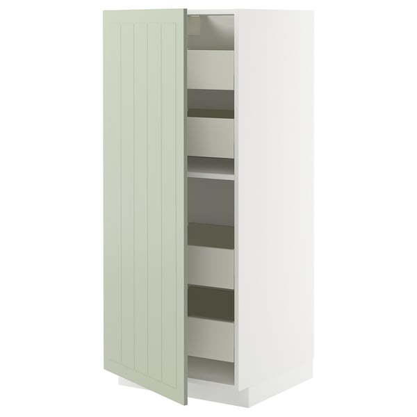 METOD / MAXIMERA high cabinet with drawers, white/Stensund light green, 60x60x140 cm