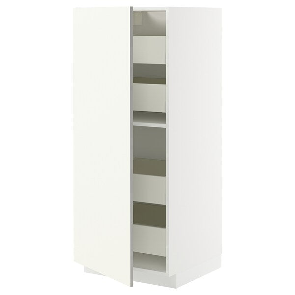 METOD / MAXIMERA - High cabinet with drawers, white/Vallstena white, 60x60x140 cm