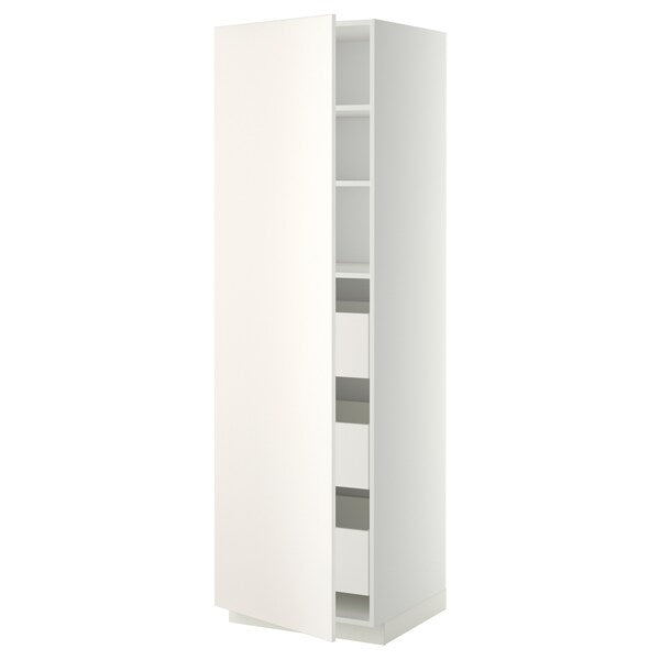 METOD / MAXIMERA - High cabinet with drawers, white/Veddinge white, 60x60x200 cm