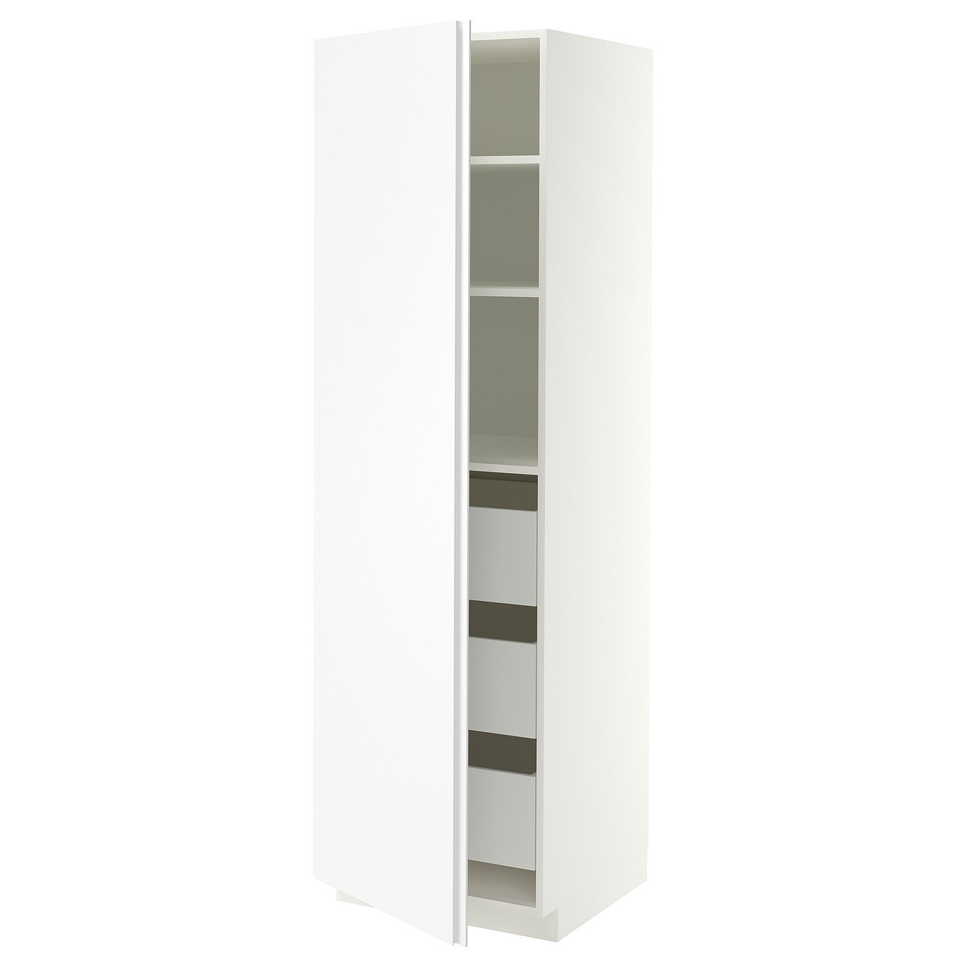 METOD / MAXIMERA high cabinet with drawers, white/VOXTORP matt white vertical handle, 60x60x200 cm