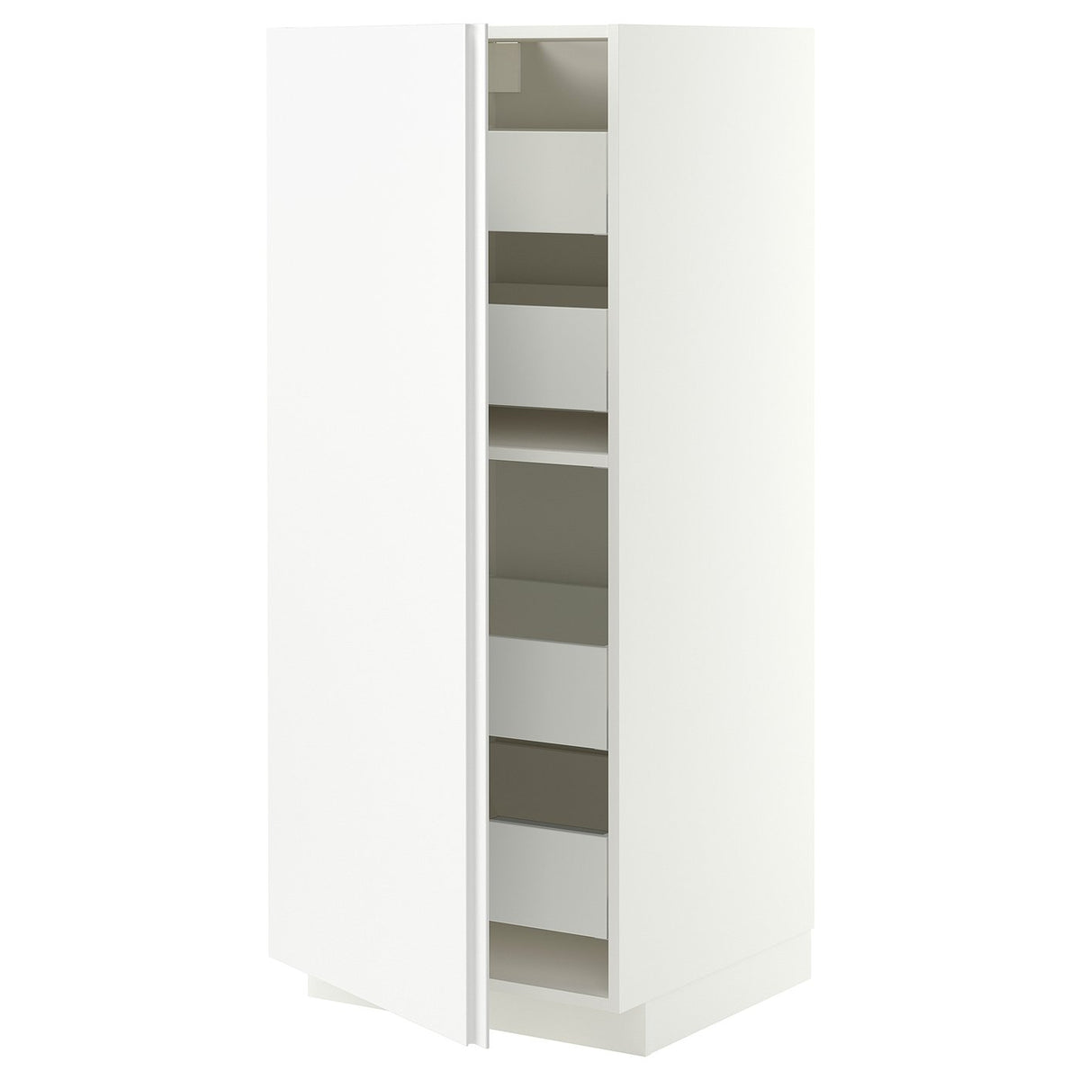 METOD / MAXIMERA high cabinet with drawers, white/VOXTORP matt white vertical handle, 60x60x140 cm