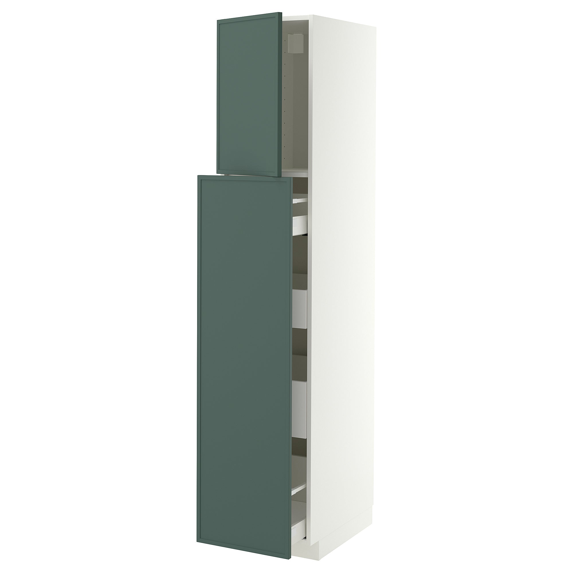 METOD / MAXIMERA hc w p-o func 1dr/4drw, white/Aspudden dark grey-green, 40x60x200 cm