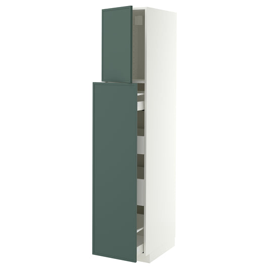 METOD / MAXIMERA hc w p-o func 1dr/4drw, white/Aspudden dark grey-green, 40x60x200 cm