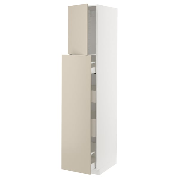 METOD / MAXIMERA hc w p-o func 1dr/4drw, white/Havstorp beige, 40x60x200 cm