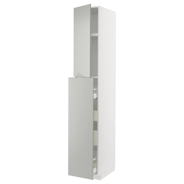 METOD / MAXIMERA hc w p-o func 1dr/4drw, white/Havstorp light grey, 40x60x240 cm