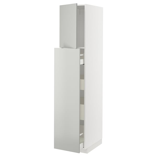 METOD / MAXIMERA hc w p-o func 1dr/4drw, white/Havstorp light grey, 40x60x200 cm