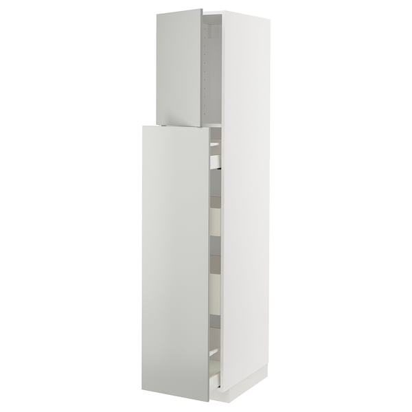 METOD / MAXIMERA hc w p-o func 1dr/4drw, white/Havstorp light grey, 40x60x200 cm