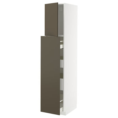 METOD / MAXIMERA - METOD / MAXIMERA Hc w p-o func 1dr/4drw, white/Havstorp brown-beige, 40x60x200 cm
