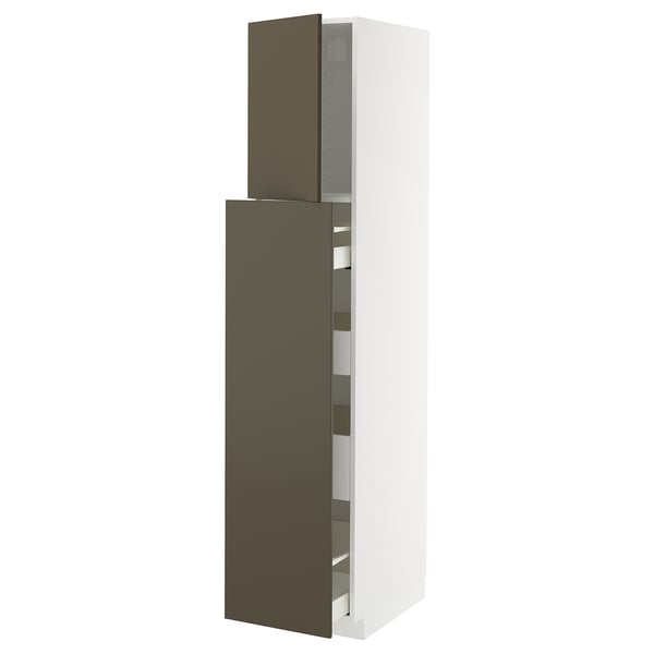 METOD / MAXIMERA hc w p-o func 1dr/4drw, white/Havstorp brown-beige, 40x60x200 cm