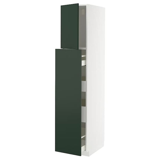 Ikea METOD / MAXIMERA - Hc w p-o func 1dr/4drw, white/Havstorp deep green, 40x60x200 cm