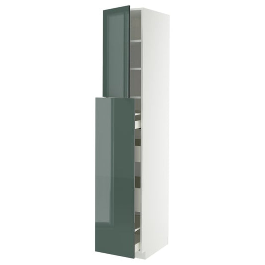 METOD / MAXIMERA hc w p-o func 1dr/4drw, white/Kallarp high-gloss dark grey-green, 40x60x200 cm